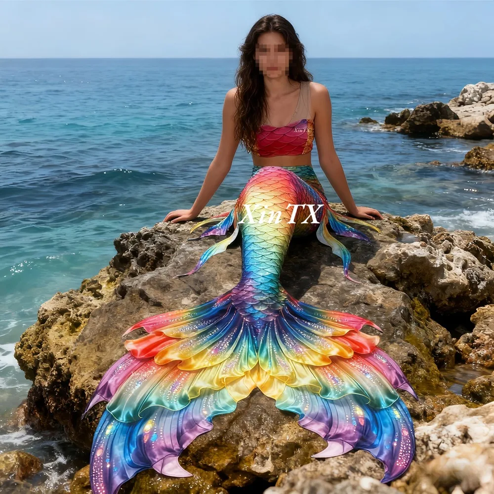 Aquarium & Marine Science Center - Mermaid tail rainbow-colored large female tail