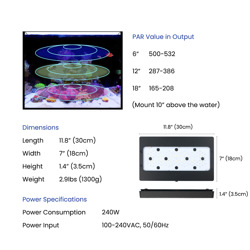 A8SE II Max And Blue 240W Full - Aquarium Blue Marine Reef 评论和价格